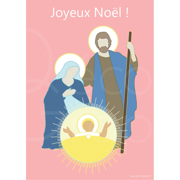 carte Joyeux Noël rose